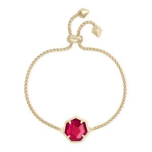 Kendra Scott Cynthia Chain Gold Bracelet with Berry Glass Gemstone